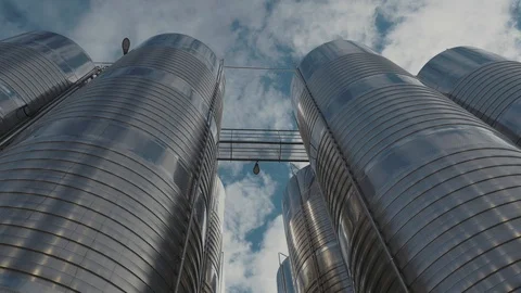 Steel Barrels for Fermentation of Wine in Winemaker Factory Stock Footage 118440151