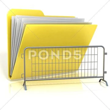 Steel barricade folder icon. 3D Stock Illustration