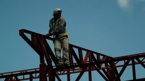 Steel Beam Walker Stock Footage