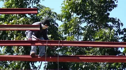 Steel Beam Walker Stock Footage