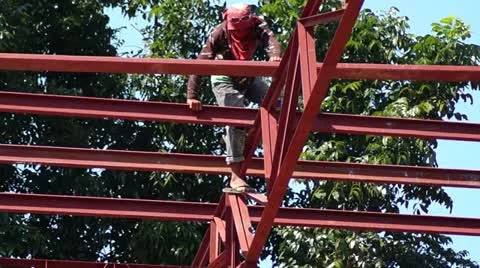 Steel Beam Walker Stock Footage