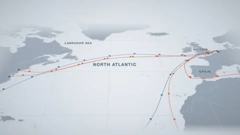 Steel Blue Perspective Map With Drawn Lanes Tracing The Containers Route From Vidéo 343730760