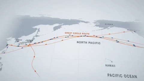 Steel Blue Perspective Map With Pulsing Lanes Tracing The Containers Route From Stock Footage 343729536