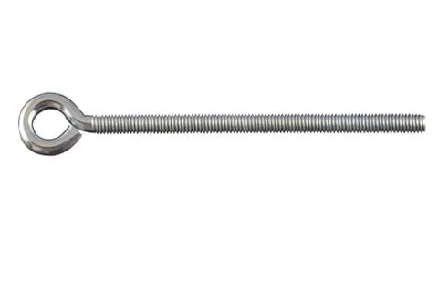 Steel bolt with ring on one side isolated on white background Stock Photos