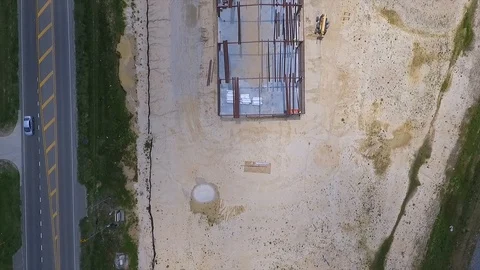 Steel Building Construction Framework Drone Shot 3 Stock Footage 99565051