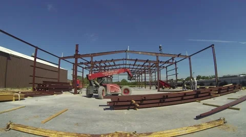 Steel Building Construction Timelapse Stock Footage 42136563