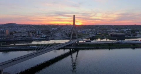 Steel Cable Bridge Stock Footage 90794513