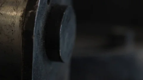 Steel cable fed into machine Stock Footage