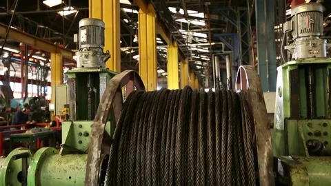 Steel cable in machinery Stock Footage 77050754