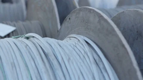 Steel cable reels Video stock 77052592