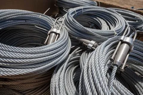 Steel cable rolls Stock Photos