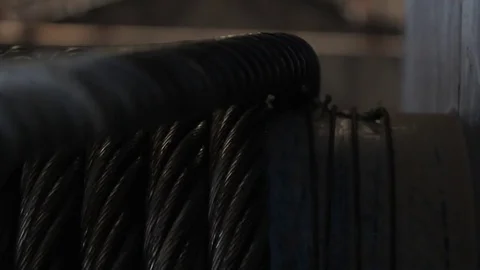 Steel cable wound onto reel Stock Footage