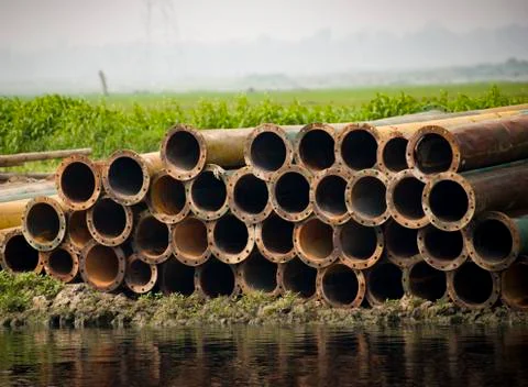 Steel casing pipe. Stock Photos