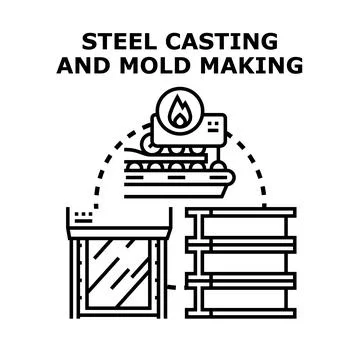 Steel casting and mold making process workflow Stock Illustration