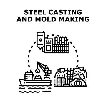 Steel casting and mold making process concept illustrating industry Stock Illustration