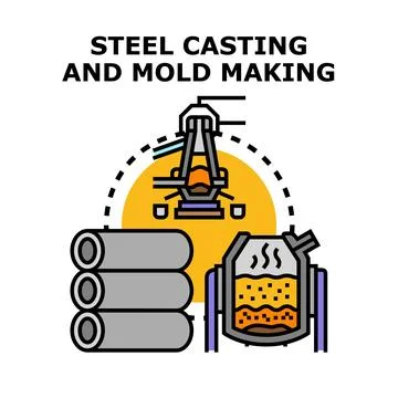 Steel casting and mold making process vector icon Stock Illustration