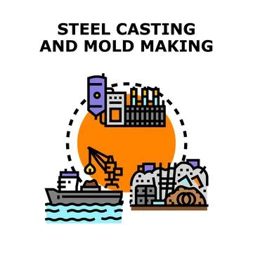 Steel casting and mold making process concept illustrating industry Stock Illustration