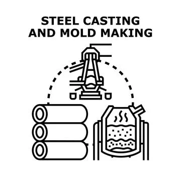 Steel casting and mold making process vector icon Stock Illustration