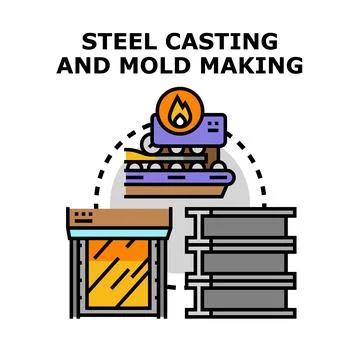 Steel casting and mold making process workflow Stock Illustration