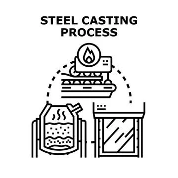Steel casting process concept manufacturing industry illustration Stock Illustration