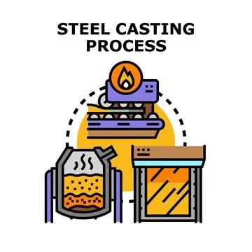 Steel casting process concept manufacturing industry illustration Stock Illustration