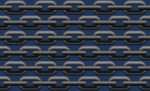 Steel Chain Seamless Pattern Blue Background Illustrazione stock