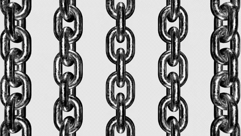 Steel chains rotating like loop overlay, background with alpha channel 3d Stock Footage 299629588