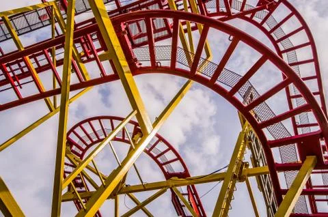 Steel construction of a roller coaster Stock Photos