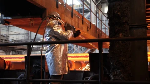 Steel continuous casting machine Stock Footage 116771087