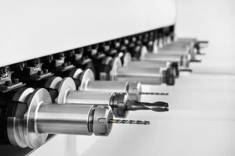 Steel drill tips of different types Stock Photos