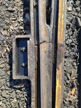 Steel elements of the rail system Stock Photos
