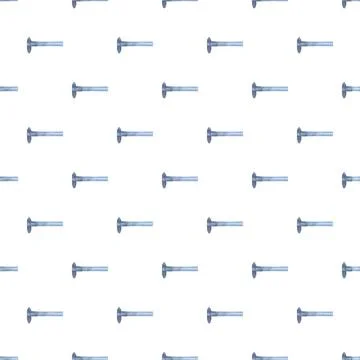 Steel fasteners repeating pattern on white background Stock Illustration