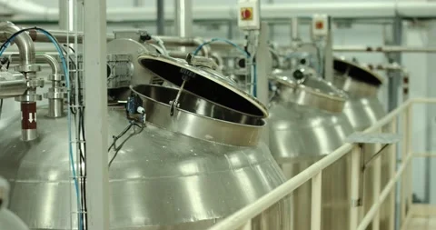 Steel fermentation tanks. Video stock 236286563