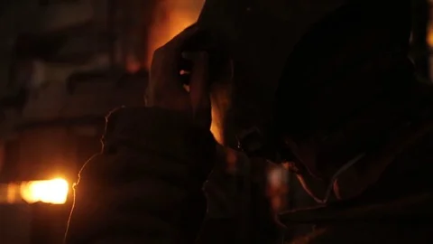 Steel foundry worker Stock Footage 72760504