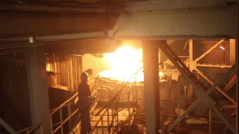 Steel foundry worker Stock Footage 72760979