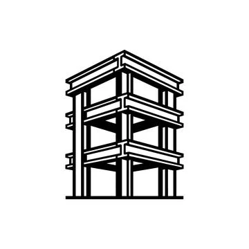 Steel frame building structure for architectural engineering. Stock Illustration