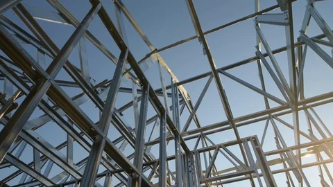 Steel Frame House Structure also Called Skeleton Frame. Video stock 95602695