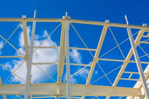 Steel framework of a construction site Stock Photos
