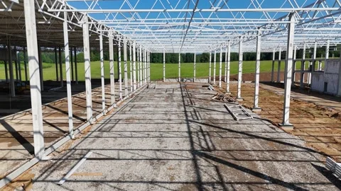 Steel Framework Construction Site in Rural Area Stock Footage 299797371