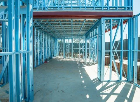 Steel framework under construction Stock Photos
