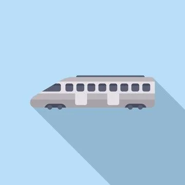 Steel front train icon flat vector. Fast speed move Illustrazione stock