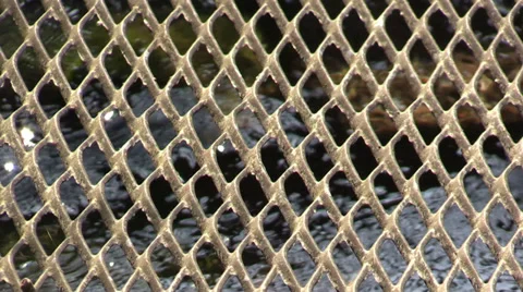 Steel grating and the current underneath water Stock Footage 36411469