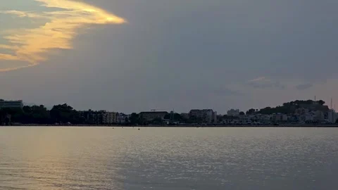 Steel Grey Solar Eclipse Sky and Sea Timelapse Spain 2026 Stock Footage 342278748