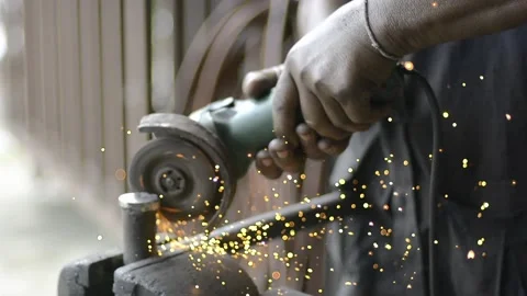 Steel grinding Stock Footage 159468839
