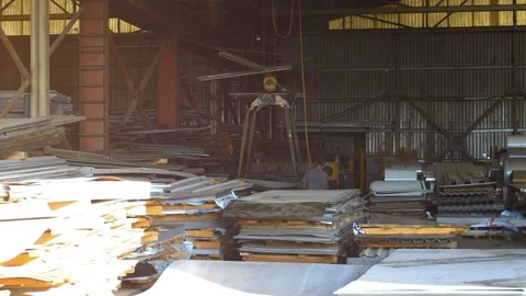 Steel junk yard loading process Stock Footage 119490572