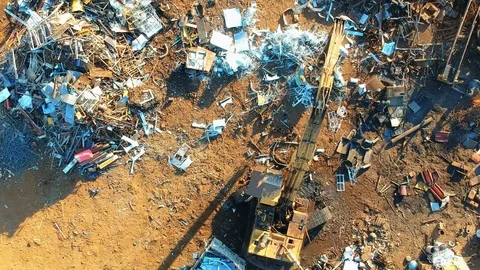 Steel junk yard recycle process Video stock 119489078