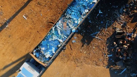 Steel junk yard recycle process Video stock 119489317