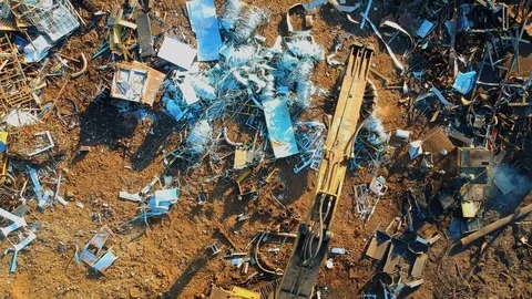 Steel junk yard recycle process Video stock 119489406