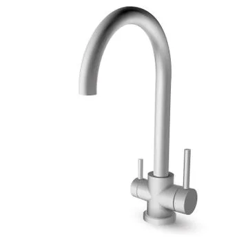 Steel kitchen sink pull down faucet with two handles - vector illustration Stock-Illustration