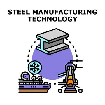 Steel manufacturing technology process producing metal profiles Stockillustratie